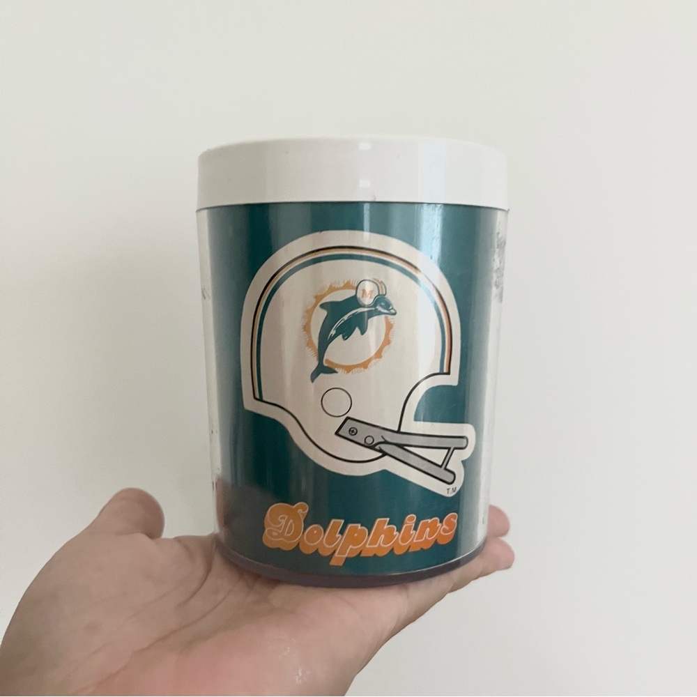 Vintage Thermo Serv NFL Miami Dolphins Plastic Cup Made in USA Collectible Mug